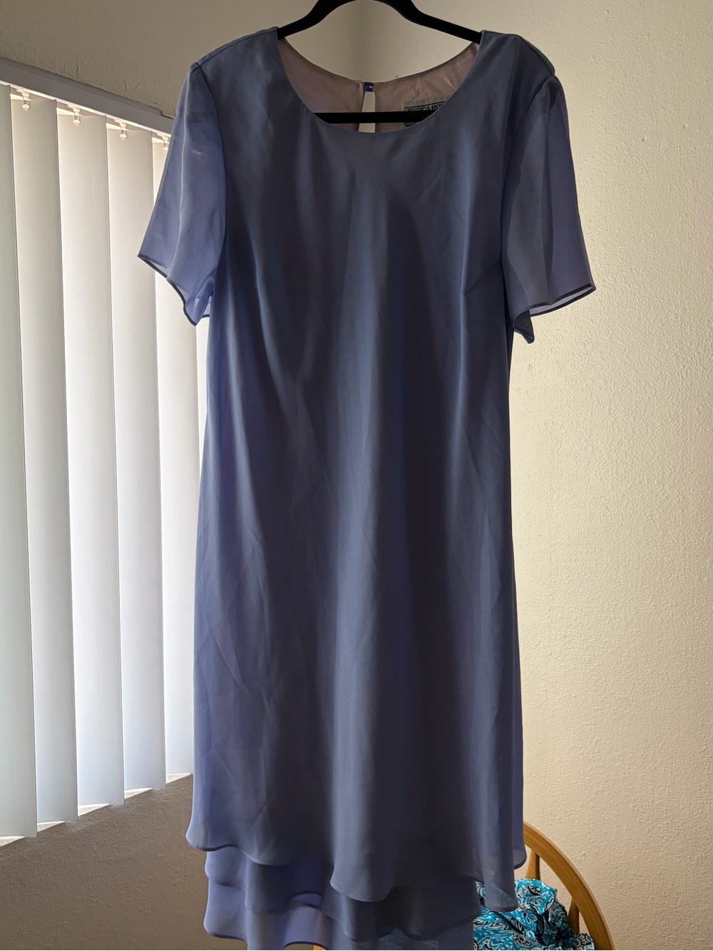 Jessica Howard Lavender Layered Hem Short-Sleeve Dress